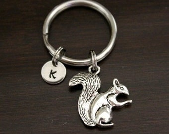 Squirrel Key Ring/ Keychain / Zipper Pull - Squirrel Keychain - Acorn Keychain - Oak Tree Keychain - Squirrel Lover Keychain - I/B/H