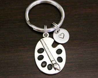 Paint Palette Key Ring/ Keychain / Zipper Pull - Art Teacher Keychain - Painter Keychain - Artist Keychain - Artist Gift - I/B/H