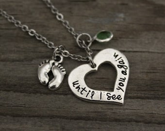 Until I See You Again Necklace - Memorial Necklace - Child Memorial - Baby Memorial - Son Memorial - Daugher Memorial - Feet/Birthstone