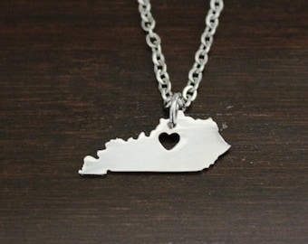 Kentucky Necklace - KY Necklace - Kentucky Jewelry - KY Jewelry - Kentucky Lover - Kentucky - State Necklace - Home Necklace-US State-I/B/H