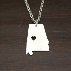 Alabama Necklace - AL Necklace - Alabama Jewelry - AL Jewelry - Alabama Lover-Alabama State-State Necklace-Home Necklace-US State-I/B/H