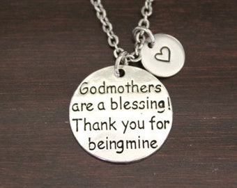 Godmothers Are A Blessing Thank You For Being Mine Necklace - Godmother Necklace - Godmother Gift - God Mom - Godmother Jewelry - I/B/H