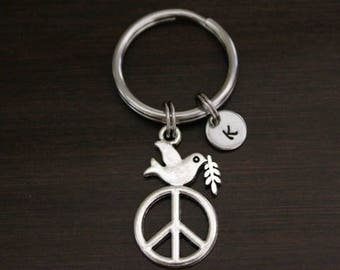 Dove of Peace Key Ring/ Keychain / Zipper Pull - Nature Lover - Peace Gift - Peace Keychain - Peace & Love Gift - Bird Lover Gift - I/B/H