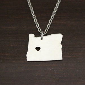 Oregon Necklace - OR Necklace - Oregon Jewelry - OR Jewelry - Oregon Lover - Oregon State - State Necklace - Home Necklace - US State-I/B/H