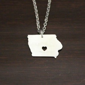 Iowa Necklace - IA Necklace - Iowa Jewelry - IA Jewelry - Iowa Lover - Iowa State - State Necklace - Home Necklace - US State - I/B/H