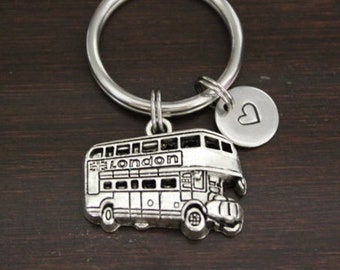 London Double Decker Bus Key Ring/ Keychain / Zipper Pull - London Bus Keychain - England Keychain - British Inspired Keychain - I/B/H