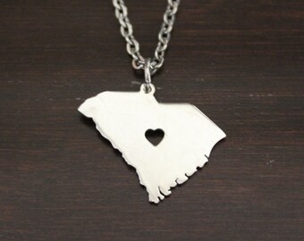 South Carolina Necklace-SC Necklace-South Carolina Jewelry-SC Jewelry-South Carolina Lover-South Carolina-State-State Necklace-US State