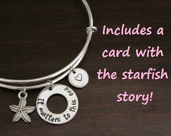 It Matters To This One Starfish Bangle - Foster Care Bangle - Foster Parent Bangle - Adoption Bangle - Social Worker-The Star Thrower-I/B/H