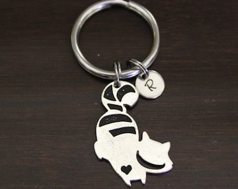 Cat Key Ring/ Keychain / Zipper Pull - Alice Keychain - Alice Lover - Raccoon Keychain - Ringed Tail Cat - I/B/H