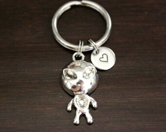 Alien Key Ring/ Keychain / Zipper Pull - Alien Keychain - Sci Fi Keychain - Extraterrestrial Keychain - Outer Space - UFO Keychain - I/B/H
