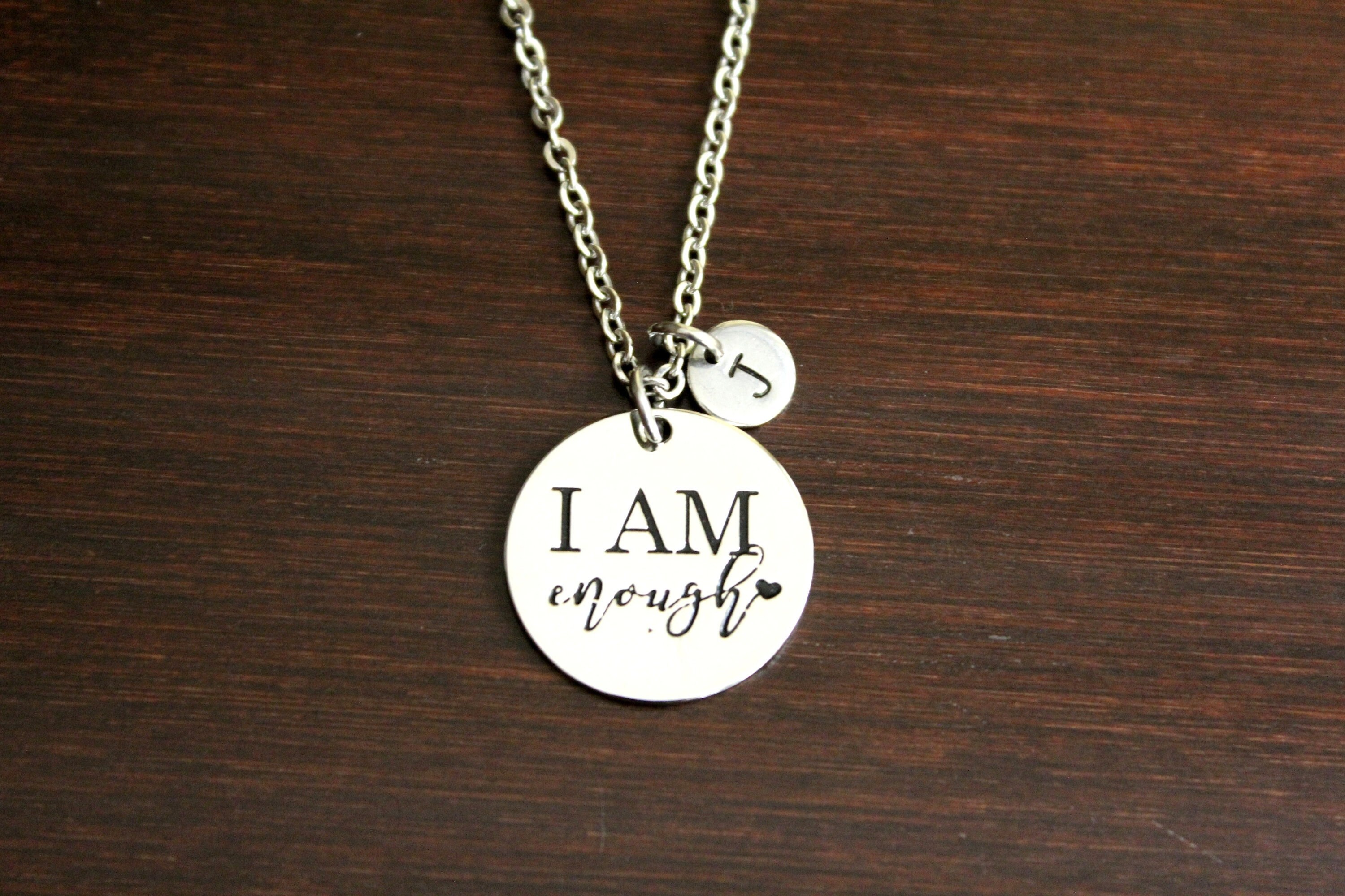 Inspirational Hand Stamped Necklace - I Am Enough – Thrifty Goddess