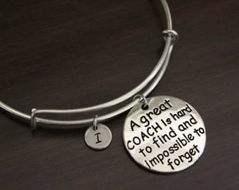 A Great Coach Is Hard To Find And Impossible To Forget Bangle - Sports Bangle - Coaching Gift - I/B/H