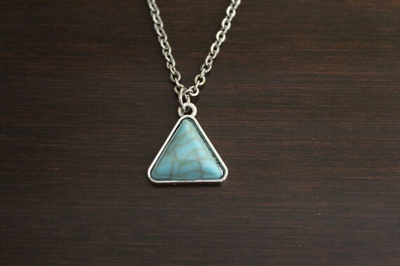 Turquoise Triangle Necklace Turquoise Jewelry Bohemian Boho