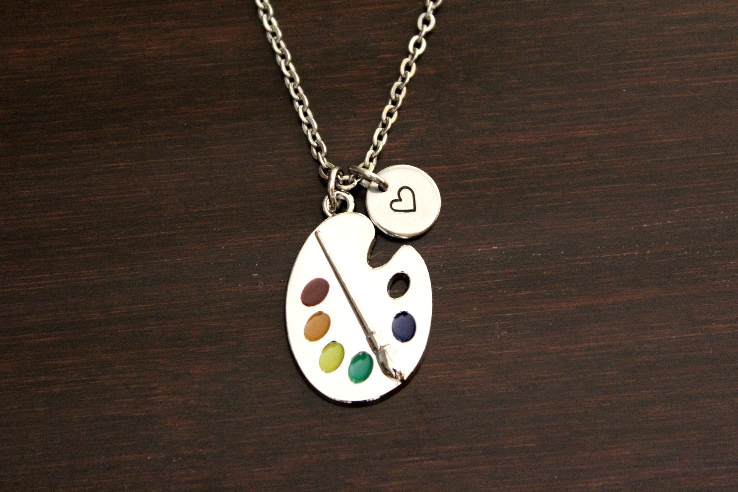 Paint Palette necklace Silver Art Palette pendant gift for Artist