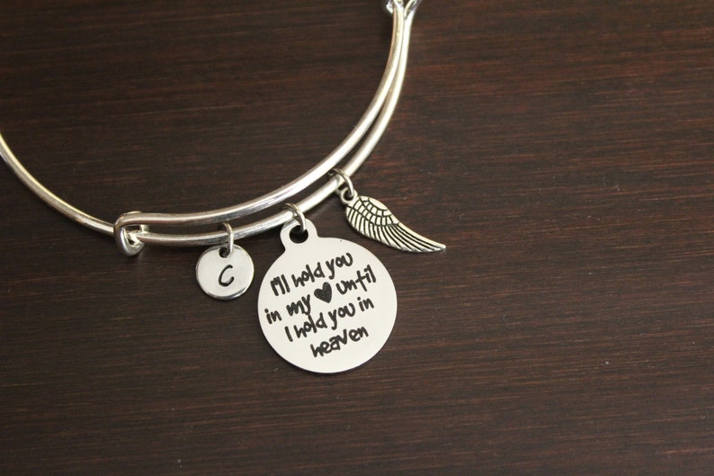 I Will Hold You In My Heart Until I Hold You in Heaven-Memorial Bangle-Someone in Heaven-Special Person-Child Memorial-Husband-Baby I/B/H Bild 1
