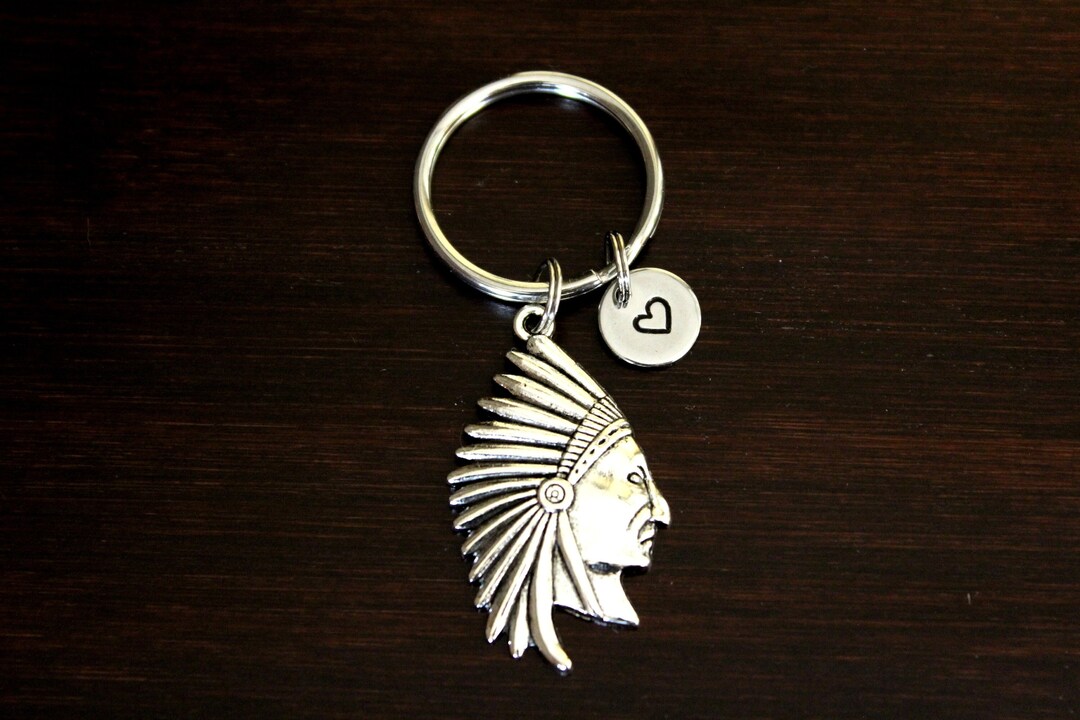 Indian Head Key Ring/ Keychain / Zipper Pull Indian Keychain Native