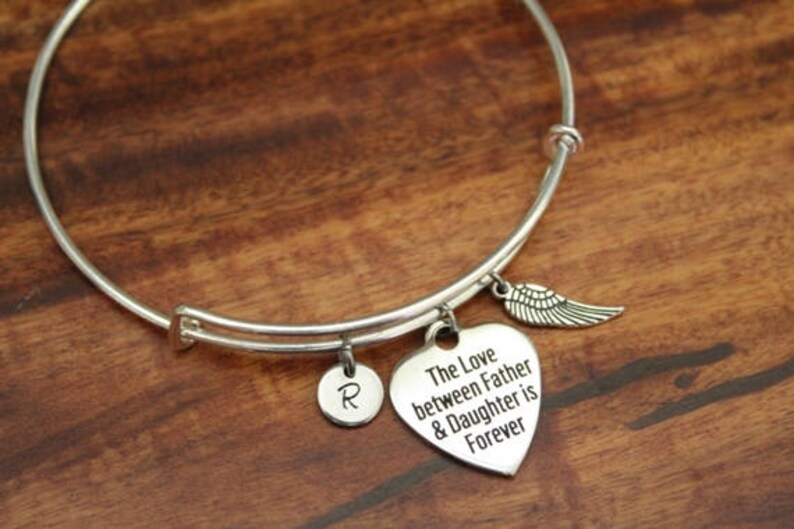 The Love Between Father & Daughter is Forever Bangle Dad Memorial Bangle Father Memorial I/B/H image 1