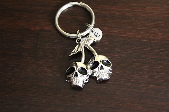 Cherry Skulls Key Ring/ Keychain / Zipper Pull - Halloween - Skull