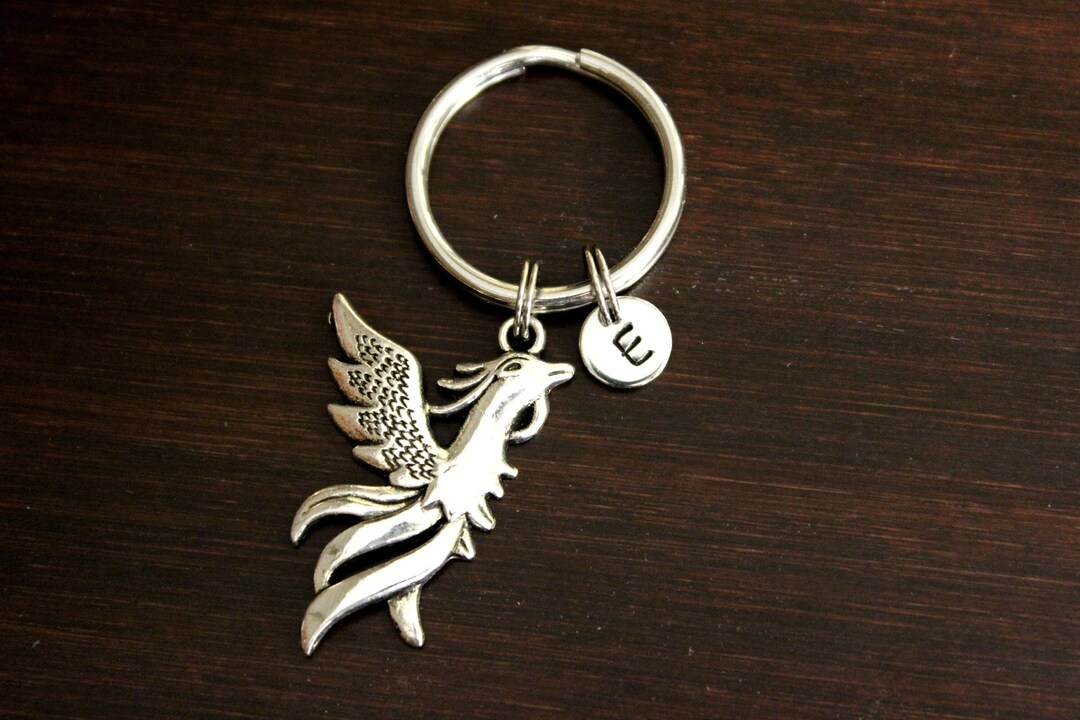 Phoenix Key Ring/ Keychain / Zipper Pull - Fire Dragon Gift - Folk