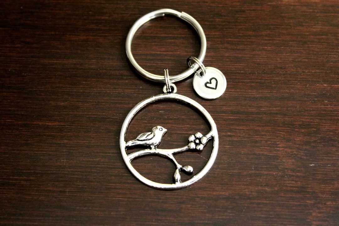 Bird on a Branch Key Ring/ Keychain / Zipper Pull - Bird Gift - Bird ...