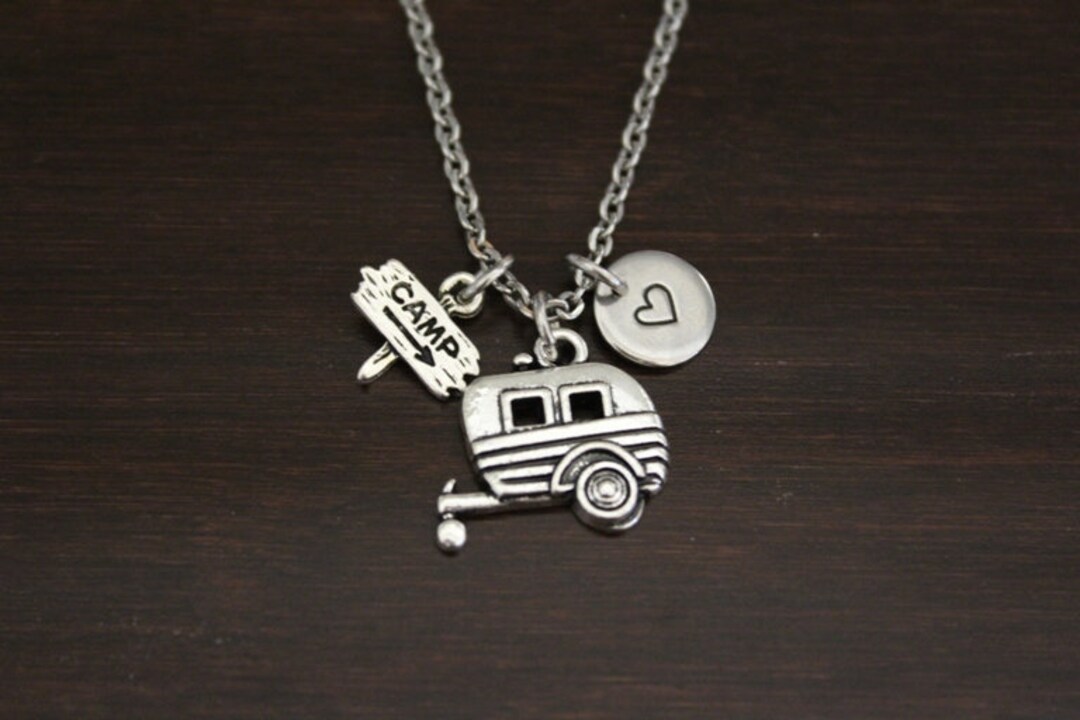 Camp Necklace Camp Trailer Necklace Camping Lover Camping Jewelry Camp