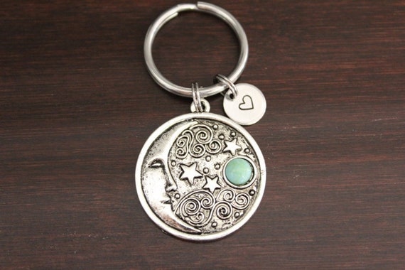 Moon and Star Key Ring/ Keychain / Zipper Pull - Moon Keychain