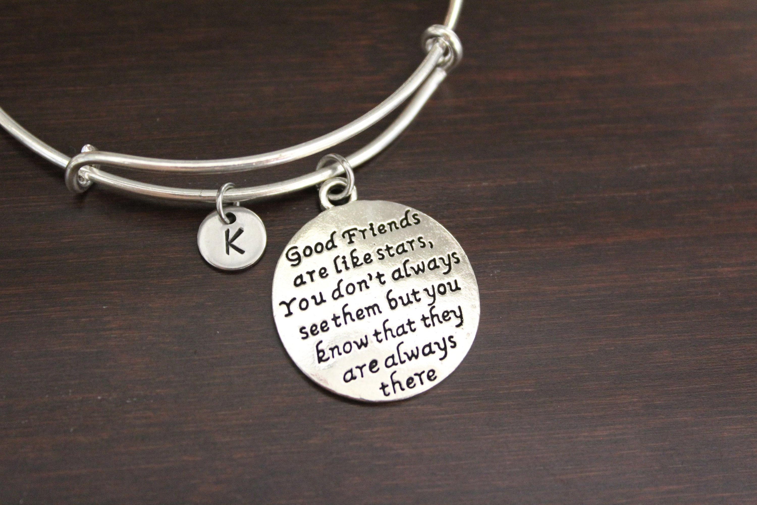 Best Friend Bangle Bracelet - Good Friends Like Stars Saying - Friend…