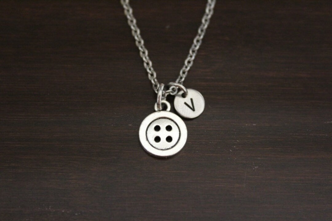 アクセサリー BUTTON NECKLACE SILVER 925 Sterling Silver Button Necklace Pendant 45cm Cute as a