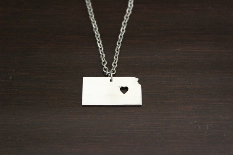 State Necklace Kansas State Kansas Lover Kansas Jewelry KS Necklace Kansas Necklace US State -IBH KS Jewelry Home Necklace