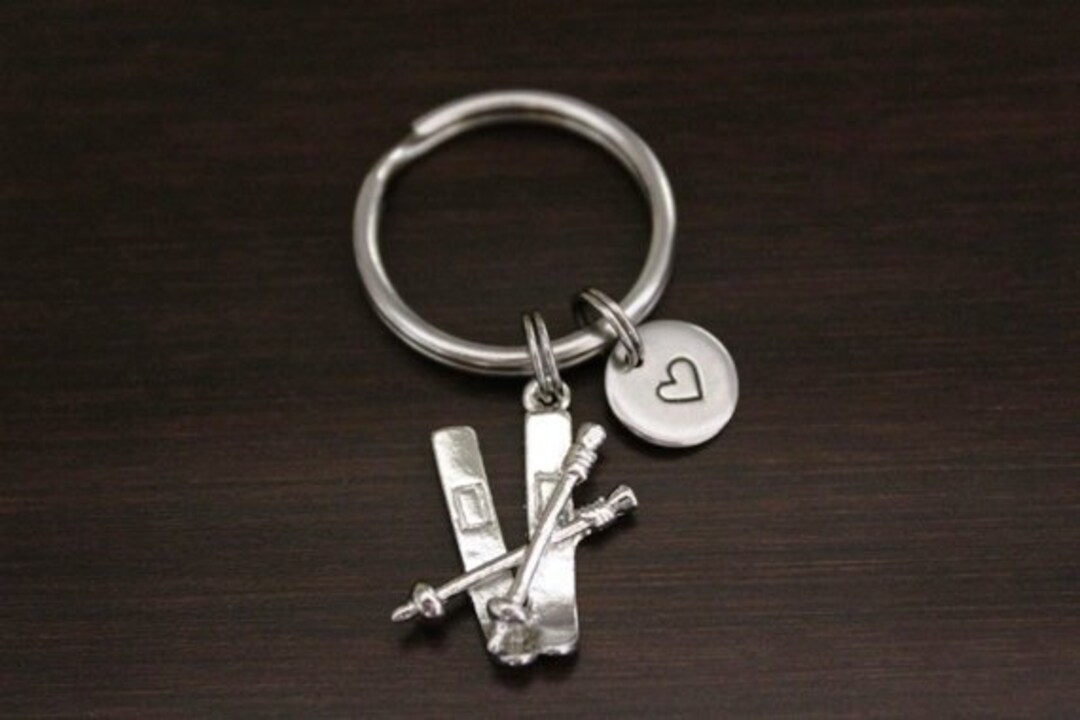 Ski Poles Key Ring/ Keychain / Zipper Pull Skiing Gift Sports Gift