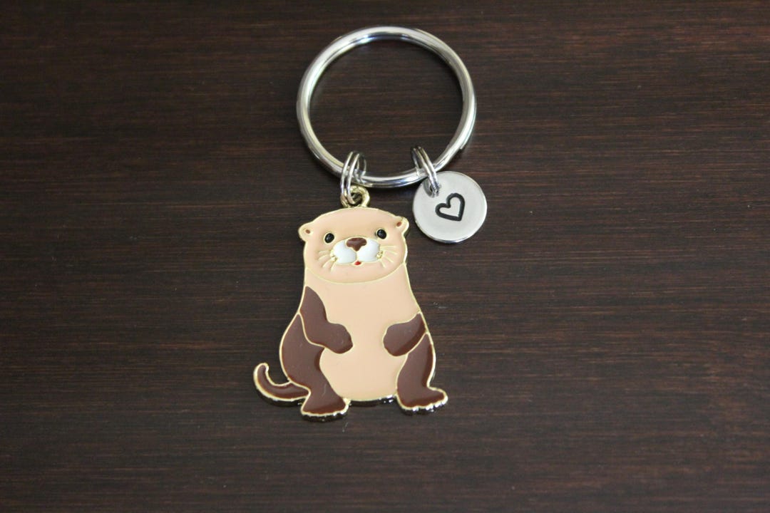 Otter Brown Tan Gold Key Ring/ Keychain / Zipper Pull - Beaver