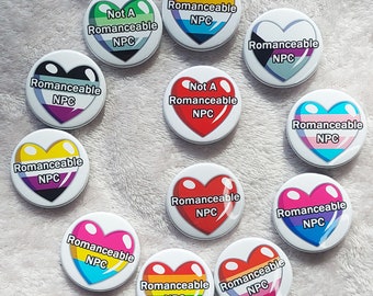 1.5in Romance Status NPC Heart Pins