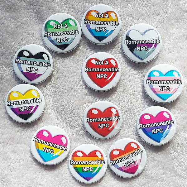 1.5in Romance Status NPC Heart Pins