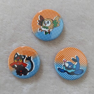 1.5in Alola Starter Pins