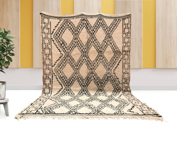 Moroccan 6x9ft Vintage Beni Ourain Rug, 100% Handmade, Hallway Moroccan ...