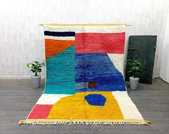 Custom white and blue rug colorful beniourain rug custom berber rug custom wool rug custom moroccan rug custom handmade rug