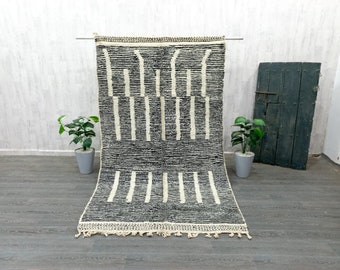 Black and white rug custom wool rug custom moroccan rug custom bemiourain rug custom berber rug custom carpet handmade rug