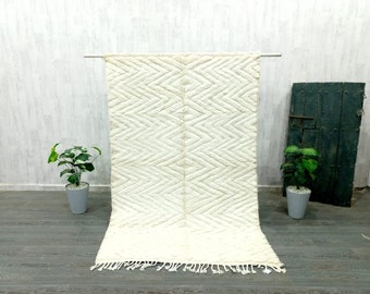 White custom rug custom wool rug custom moroccan rug custom bemiourain rug custom berber rug custom carpet handmade rug