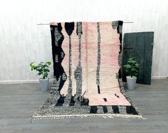 Handmade colorful rug custom wool rug black and pink rug custom moroccan rug custom bemiourain rug custom carpet handmade rug