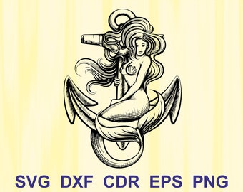 Free Mermaid Anchor Svg SVG PNG EPS DXF File