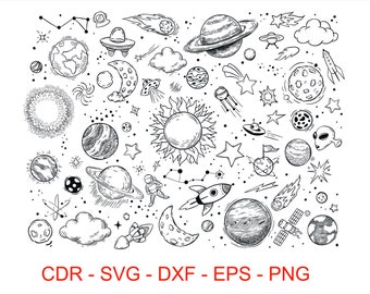 Espaço SVG, espaço, espaço sideral SVG, planetas SVG, planetas vetoriais, arquivo SVG de estrelas, sistema solar SVG, Cdr, Png, Eps, papel de parede espacial, painel espacial