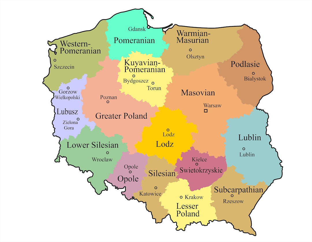 Poland Map Vector in English, Mapa Polski, Mapa Rzeczypospolitej Png ...