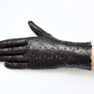 Unlined perforated leather gloves Elegant leather gloves Ladies gloves Classic gloves Gift for woman Christmas gift for woman