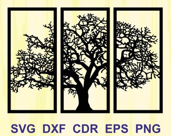 SVG Tree Panel Wall Art Decor, Vector Model Large Tree of Life Vector Model svg cdr dxf files Instant Download Files for Laser Cutting CNC