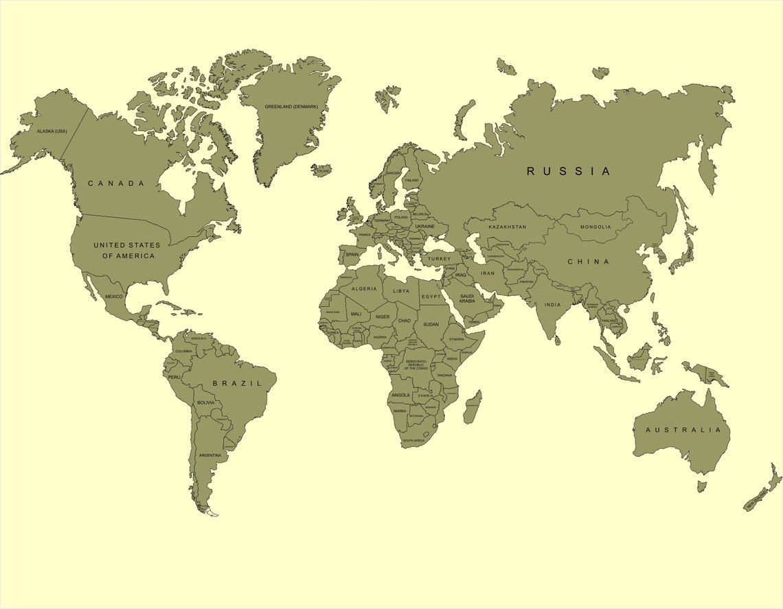 World Map Svg Laser Cut File World Map DXF Svg World Map Etsy Denmark