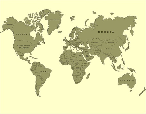 世界地図 SVG、レーザーカット ファイル、世界地図 DXF、SVG