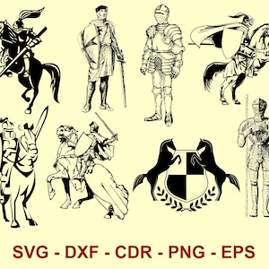 Ritter-Bundle Svg, Ritter-Tattoo, Ritter-ClipArt, Ritter-Svg, mittelalterliche Silhouette, Ritter-Silhouetten, Ritter-Dxf, Ritter-Png, Ritter-Cdr