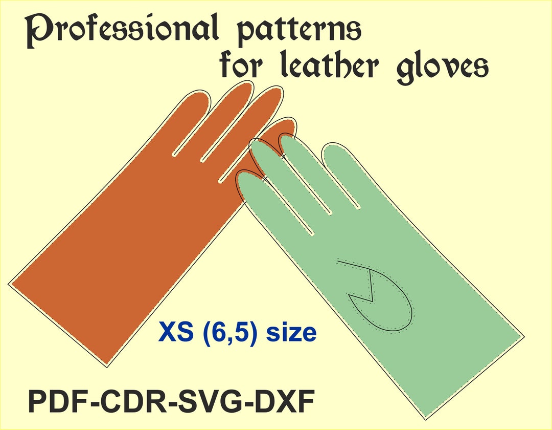 Leather Gloves Patterns, Size XS 6,5, Gloves PDF, Leather Gloves Vector