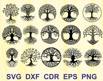 Baum des Lebens svg Symbol für keltische Hochzeit, Bundle Vektor-Clip-Art-Bild cdr dxf eps svg ai Silhouette digitale Dateien
