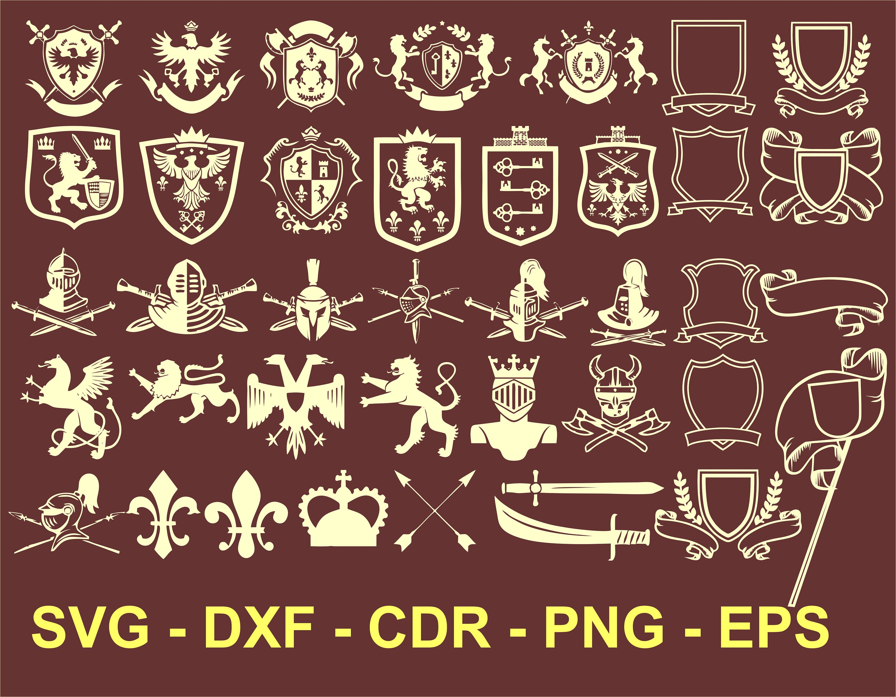 Shield Svg Bundle Ornament Heraldic Svg Shield Svg Crown Etsy UK